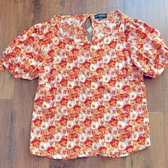 NWOT Cynthia Rowley Blouse | Cynthia Rowley Orange Blouse | Spring Blouse - Picture 1 of 8